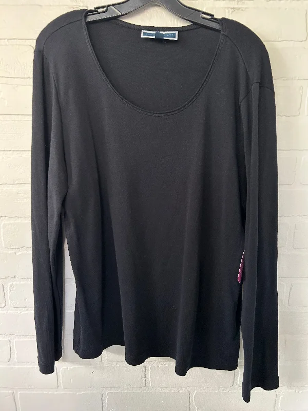 Soft Casuals Top Long Sleeve Basic By Karen Scott In Black, Size: Xl