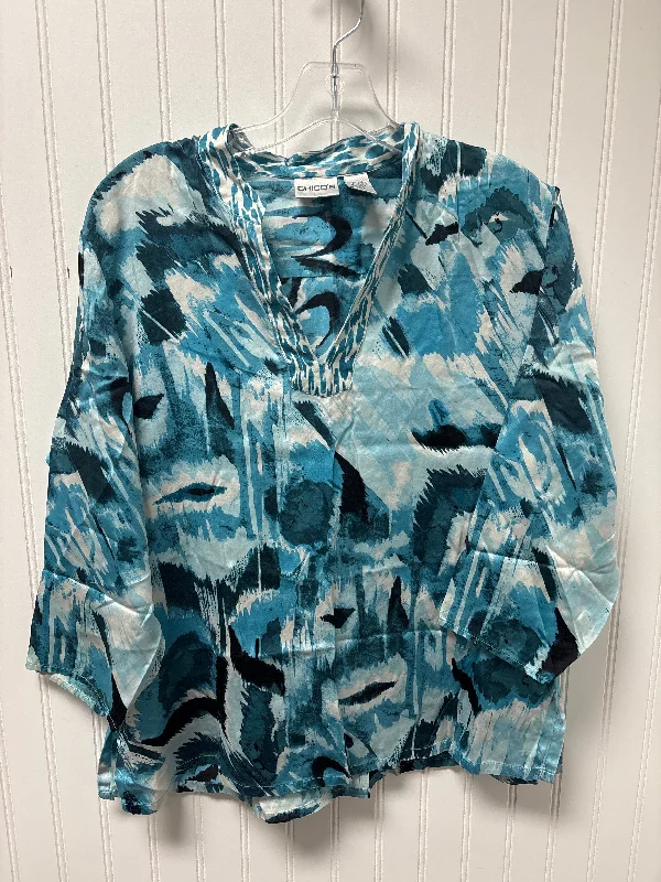 Versatile Items Top Long Sleeve By Chicos In Blue, Size: L