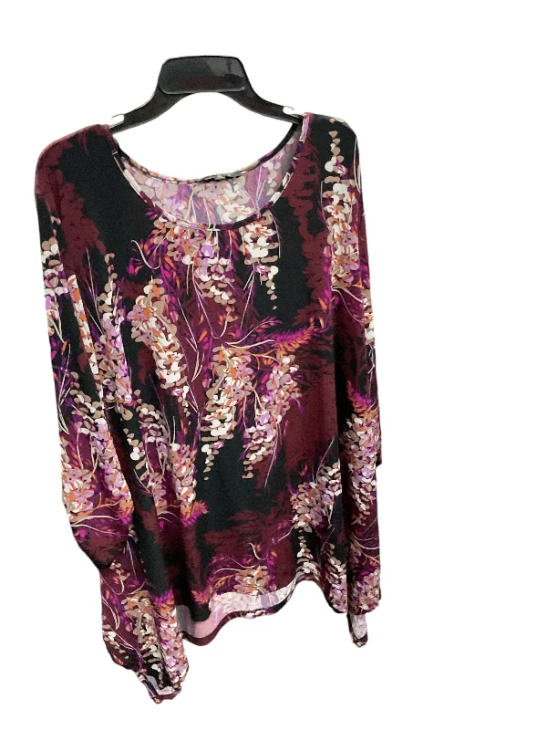 Design Perception Tunic 3/4 Sleeve By Clothes Mentor In Black & Purple, Size: 3x