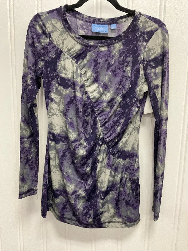 Elegant And Lazy Top Long Sleeve By Simply Vera In Purple, Size: Xs