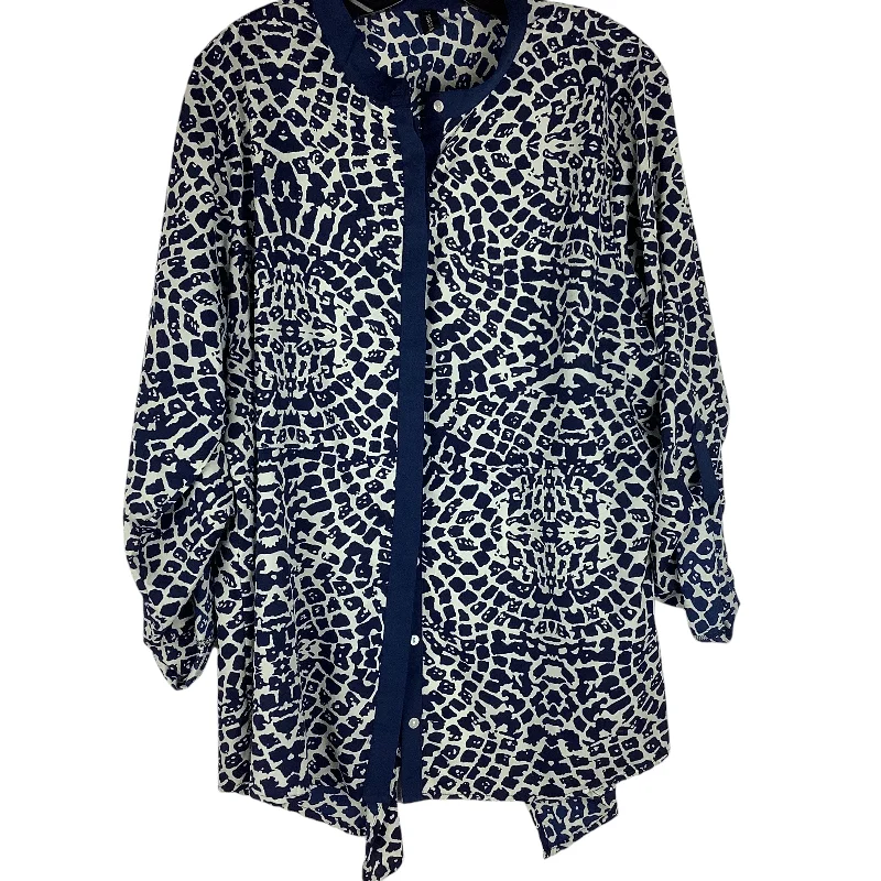 All-Day Wear Top Long Sleeve By Clothes Mentor In Blue, Size: 1x