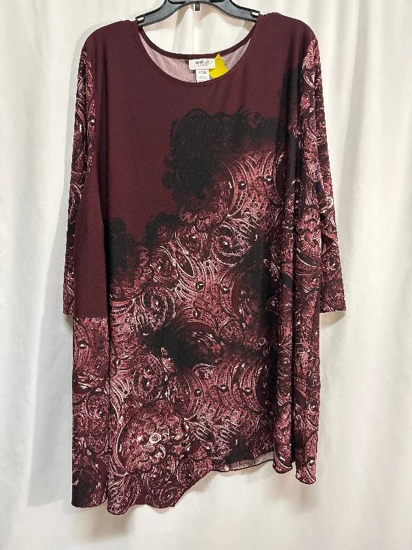 Soft Fabric Looks Top 3/4 Sleeve By Avenue In Brown, Size: 4x