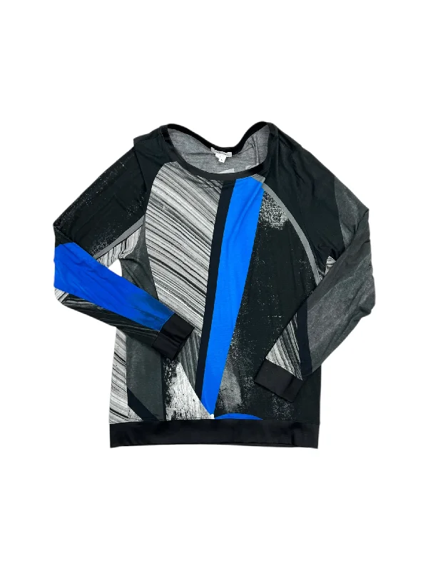 Classic Style Top Long Sleeve By Helmut Lang In Blue & Grey, Size: M