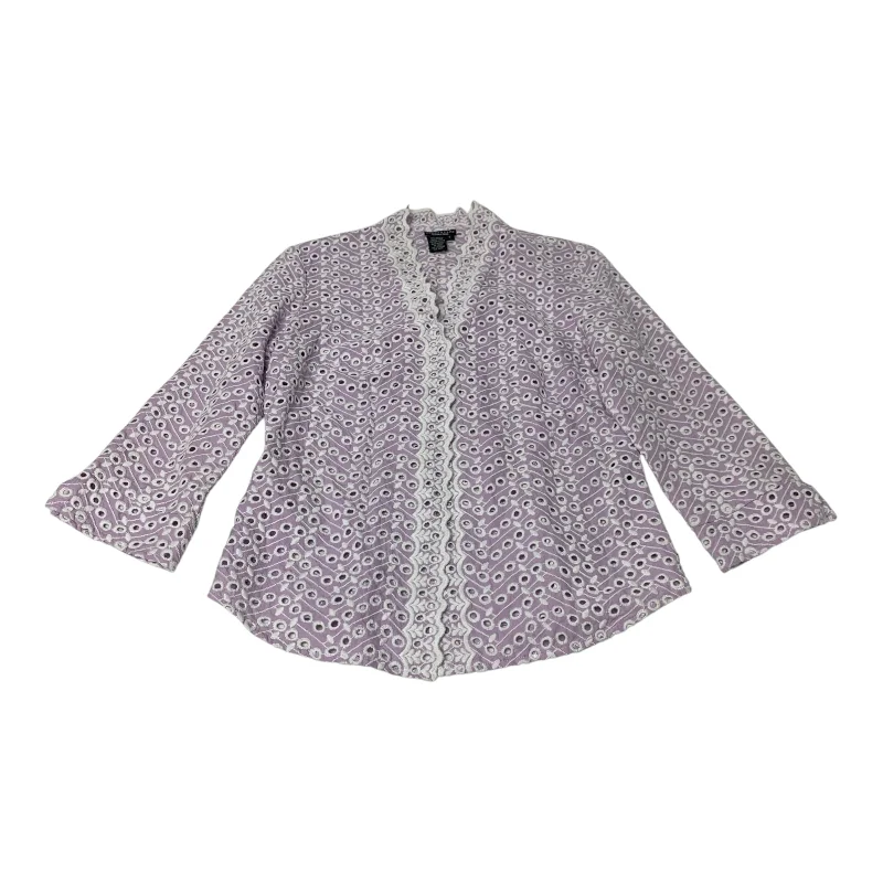 Urban Chic Top 3/4 Sleeve By Doncaster In Purple & White, Size: M