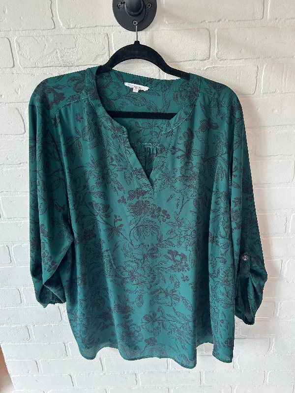 Soft Trends Top 3/4 Sleeve By Maurices In Black & Green, Size: 2x
