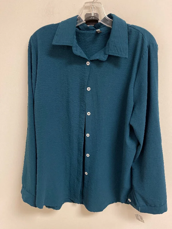 Fashion Must-have Top Long Sleeve By Clothes Mentor In Teal, Size: 2x