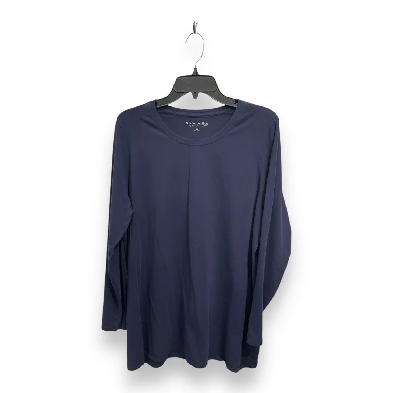 Soft Fabrics Top Long Sleeve Basic By Soft Surroundings In Blue, Size: 1x