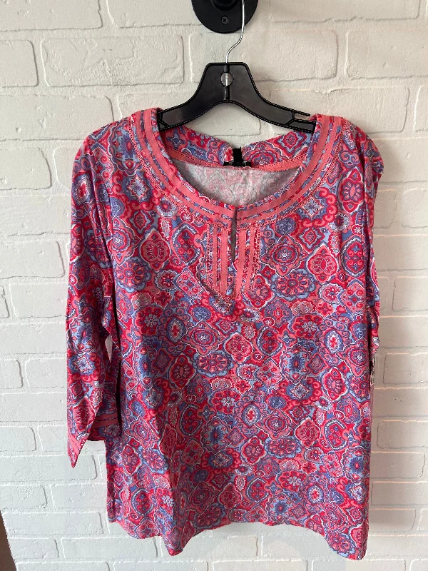 Soft Wearables Top 3/4 Sleeve By Talbots In Pink & Purple, Size: Xl