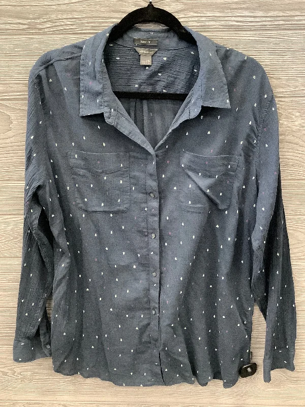 Weekend Comfort Top Long Sleeve By Eddie Bauer In Blue, Size: 2x
