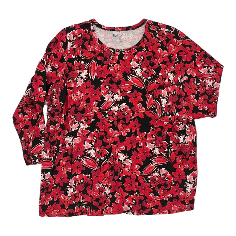 Comfortable Series Top Ls By Romans In Black & Red, Size:3X