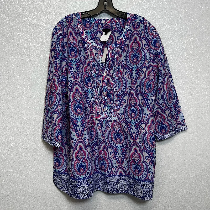 Fresh Wear Top 3/4 Sleeve By Talbots O In Print, Size: 3x