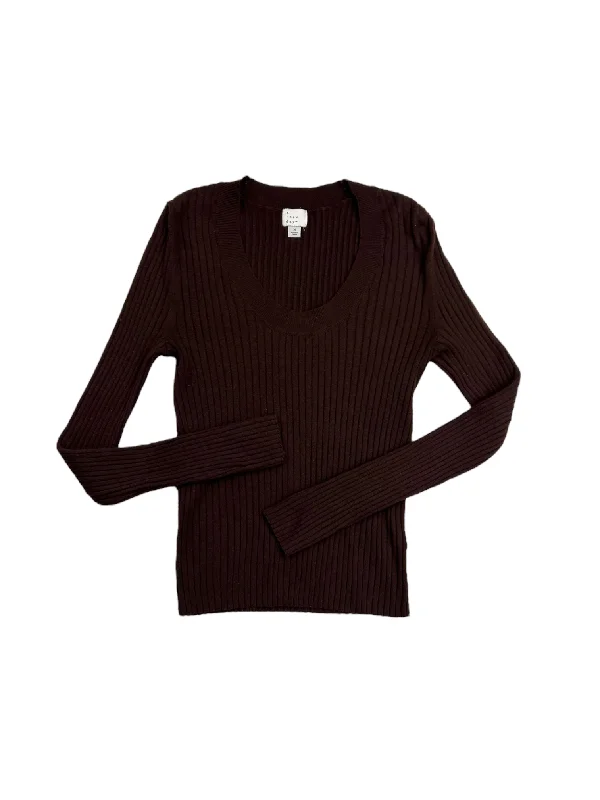 Casual Chic Looks Top Long Sleeve By A New Day In Brown, Size: M
