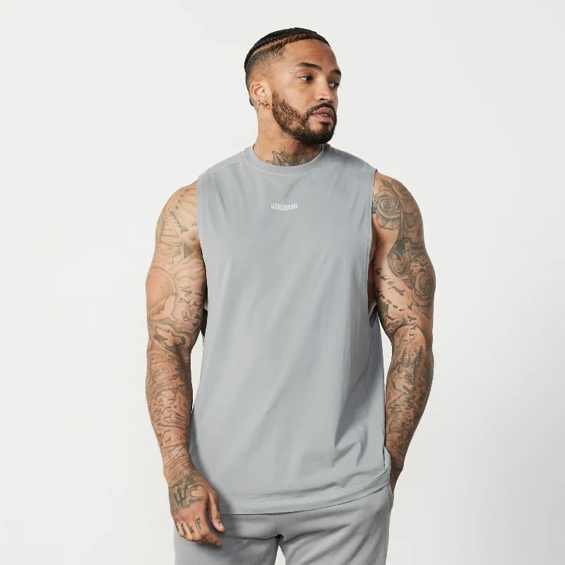 Stunning Fashion Vanquish Essential Steel Grey Oversized Sleeveless T Shirt