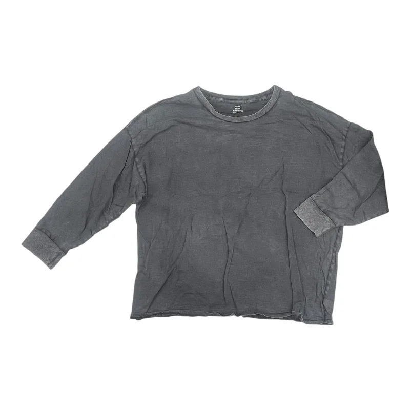 Simple Solid Color Top Ls By Aerie In Grey, Size:2X