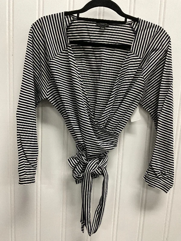 Windbreaker fashion Top Long Sleeve By Ann Taylor In Striped Pattern, Size: L