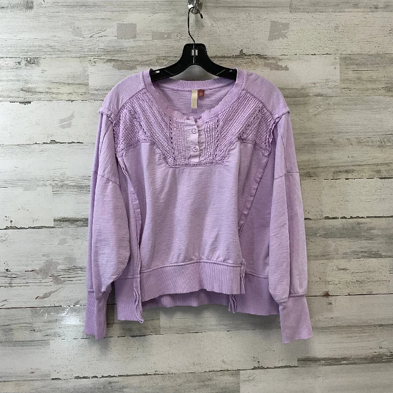 Minimal Style Top Long Sleeve By Pilcro In Purple, Size: Xs