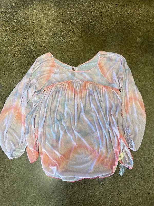 Spiritual Vitality Top Long Sleeve By Free People In Orange & Purple, Size: M