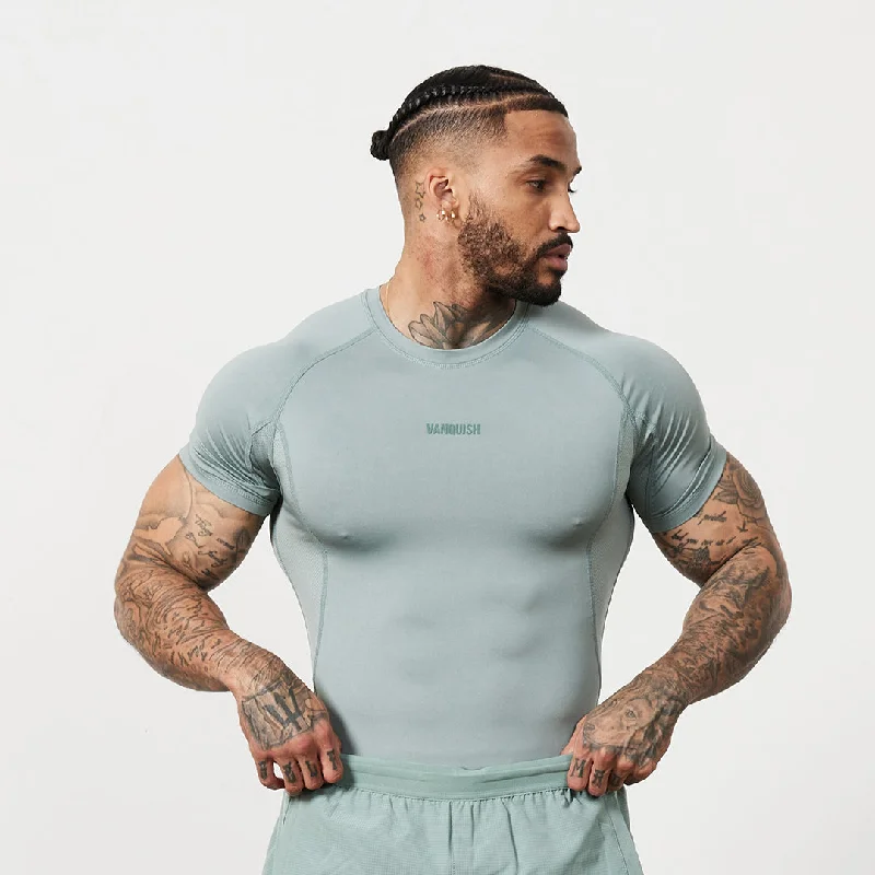 Elegant Style Vanquish Utility Frost Green Short Sleeve Base Layer Top