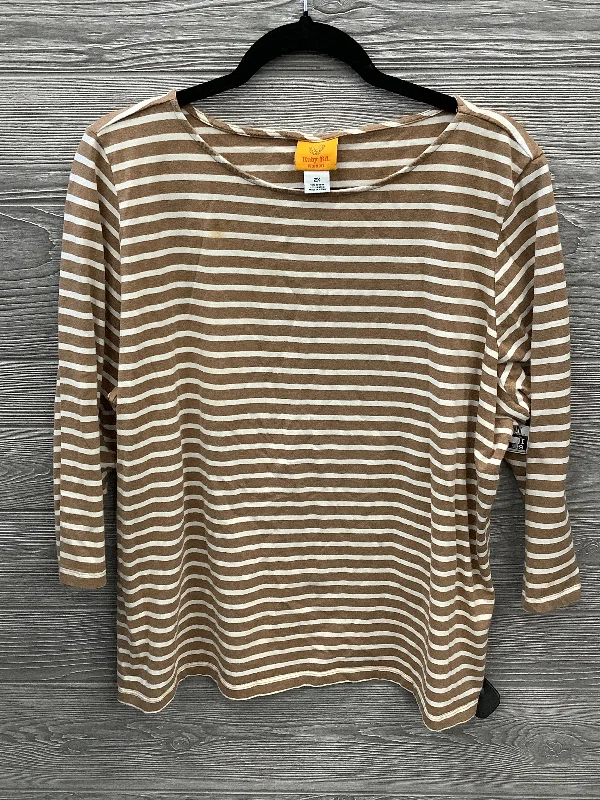 Relaxed Fashion Top Long Sleeve By Ruby Rd In Striped Pattern, Size: 2x