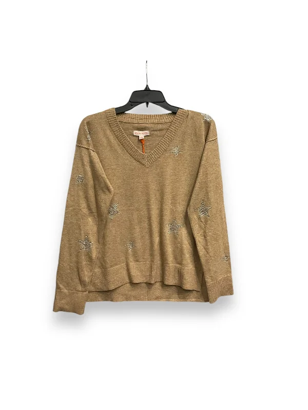 Printed Patterns Top Long Sleeve By Knox Rose In Brown, Size: Xs