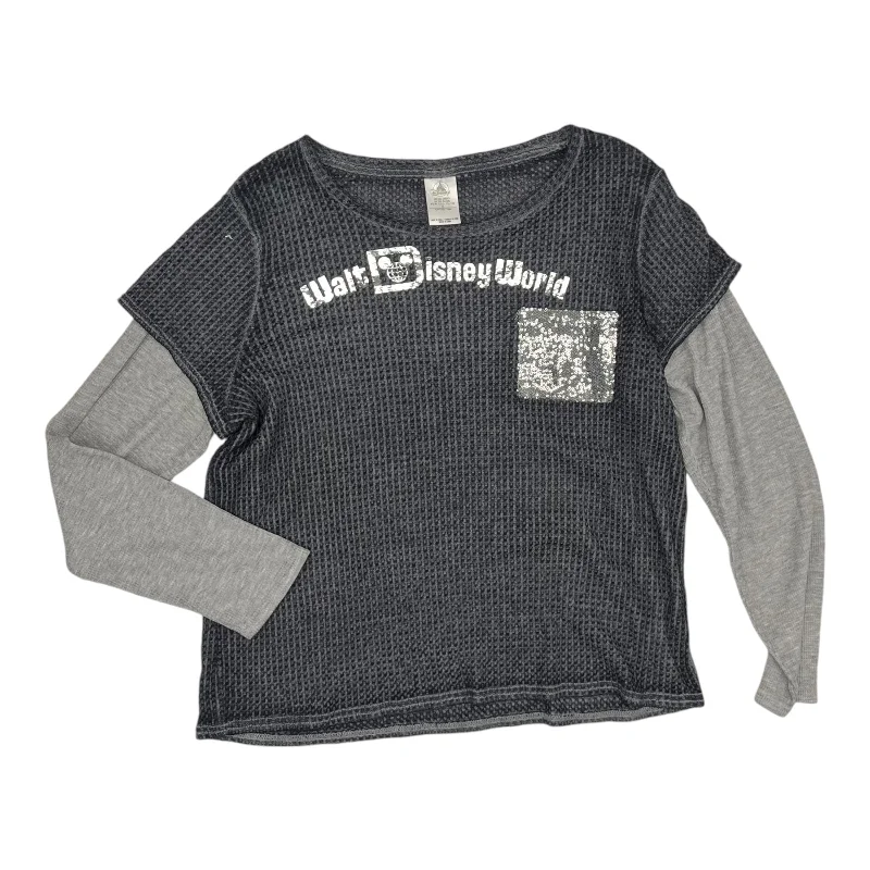 Hooded design Top Ls By Disney Store In Grey & Silver, Size:Xxl