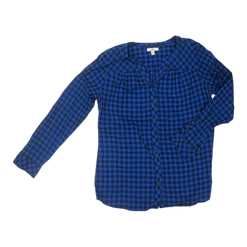 Unique Design Top Ls By Croft And Barrow In Black & Blue, Size:Xl