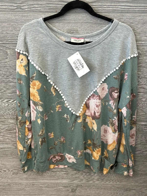 Casual Ease Top Long Sleeve By Clothes Mentor In Floral Print, Size: 1x