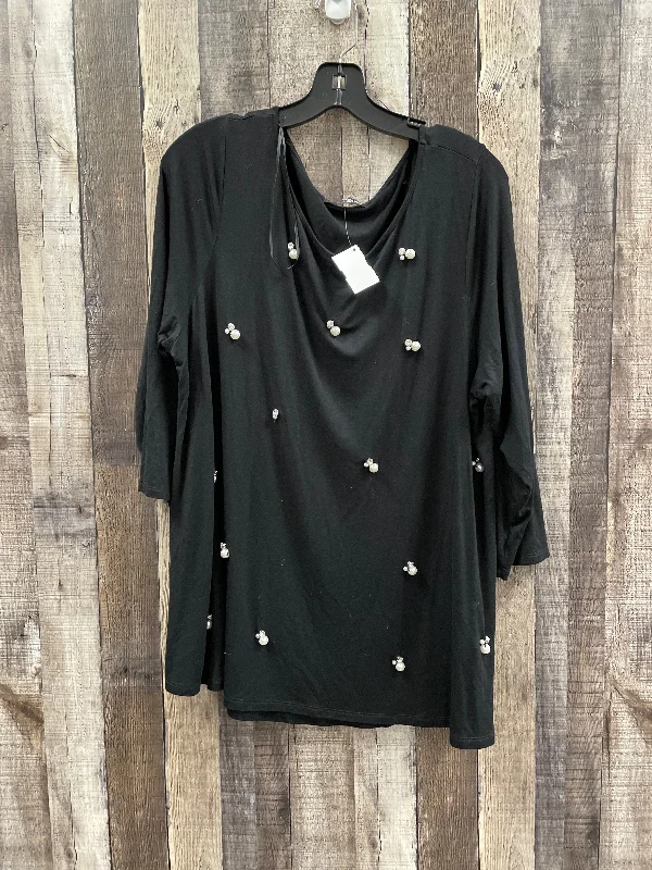 Integrated Design Top Long Sleeve By Cable And Gauge In Black, Size: 2x