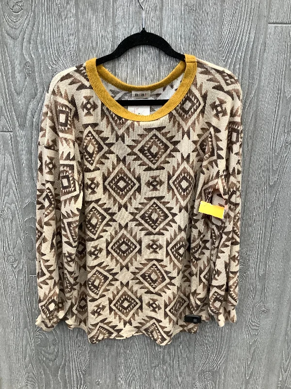 Exquisite Craftsmanship Top Long Sleeve By Bibi In Brown, Size: L