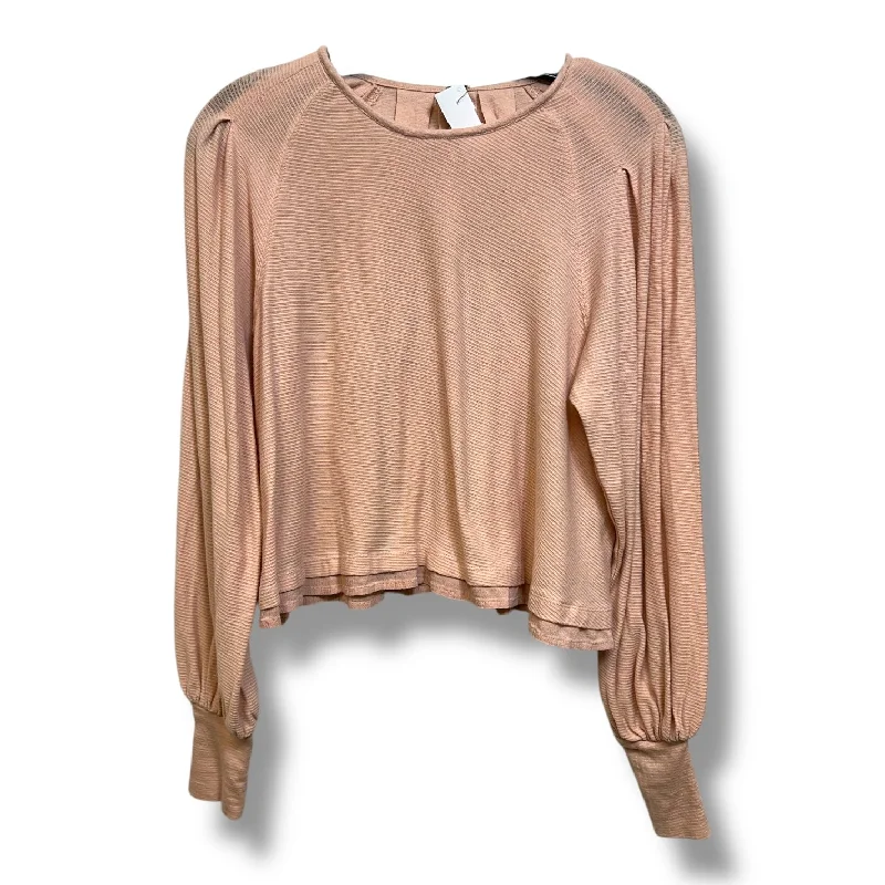 Slightly Flared Design Top Long Sleeve By Free People In Peach, Size: Xs