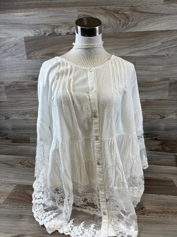 Casual Chic Outfits Top 3/4 Sleeve By Roamans In White, Size: 1x