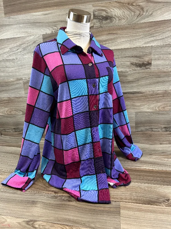 Effortless Wear Top Long Sleeve By Denim And Company In Purple, Size: Mp
