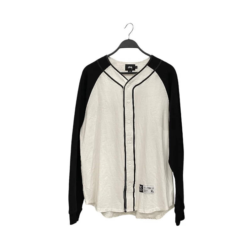 Noble And Elegant STUSSY/Cut & Sew/XL/Cotton/WHT/Baseball Tee