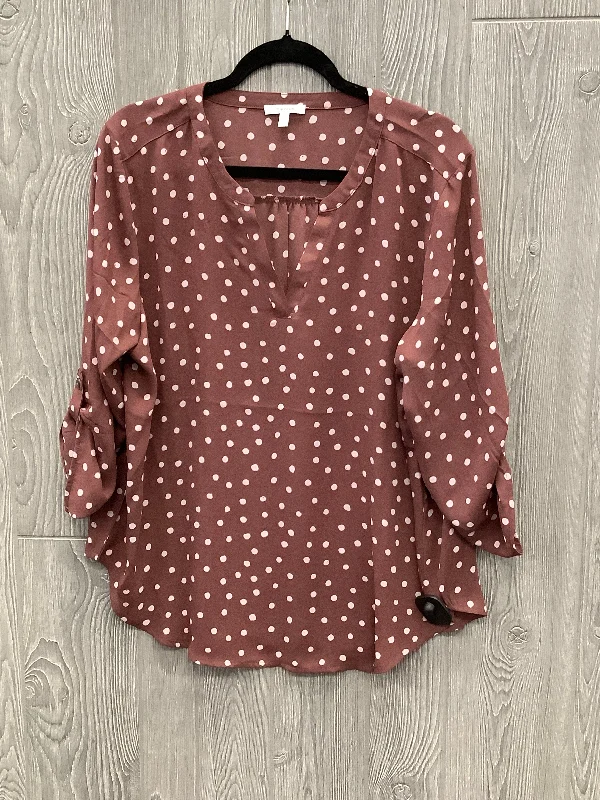 Fashion Expert Top Long Sleeve By Maurices In Polkadot Pattern, Size: Xl