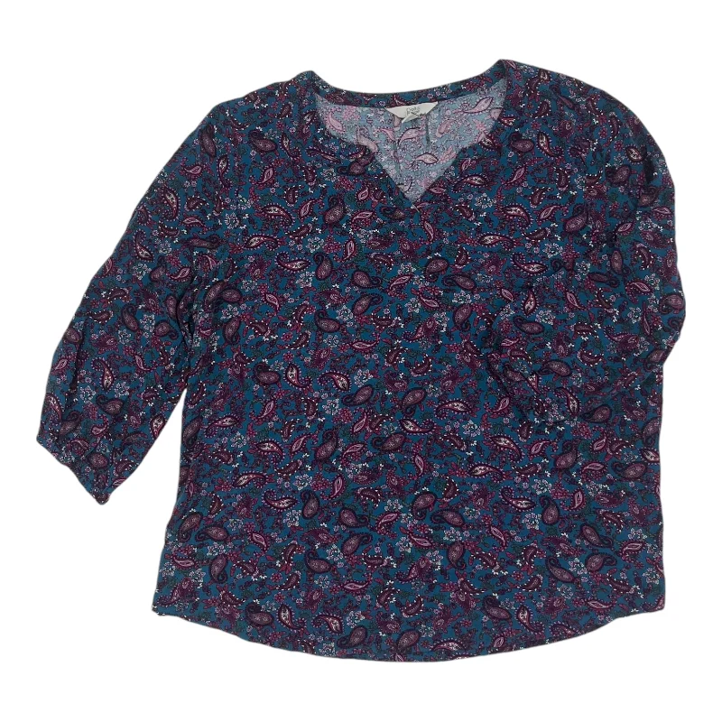 Leisure Sports Top 3/4 Sleeve By Croft And Barrow In Blue, Size:Xl