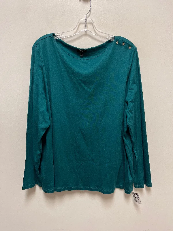Floral Prints Top Long Sleeve By Talbots In Green, Size: 3x