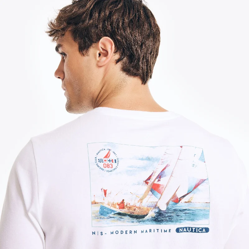 Trendy Traveler Nautica Mens Long-Sleeve Graphic T-Shirt