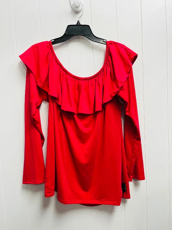 Elegant Dressing Top Long Sleeve By Acting Pro In Red, Size: 2x