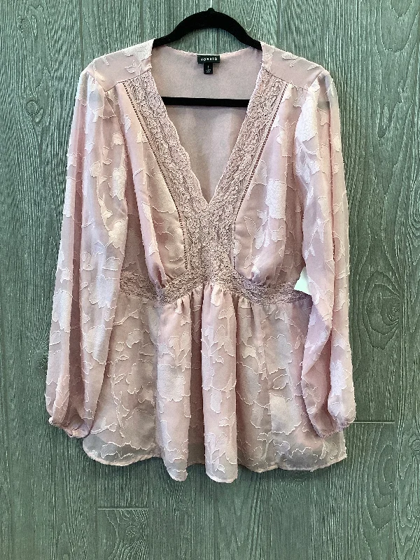 New Autumn And Winter Styles Top Long Sleeve By Torrid In Pink, Size: 1x