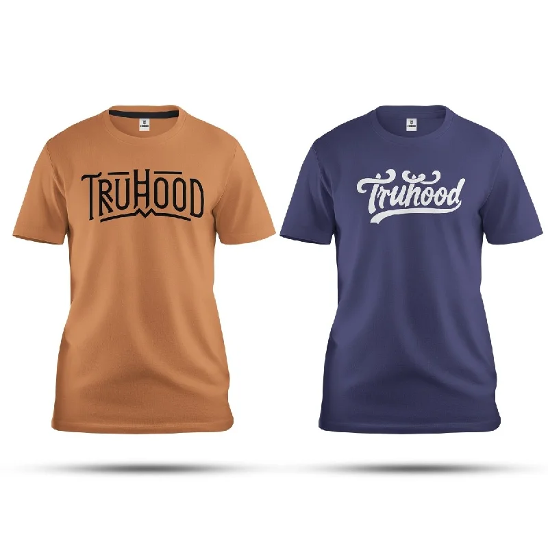 Comfy Chic Premium Men's Navy Blue & Beige Brown T-Shirt 2-Pack | Organic Cotton Comfort