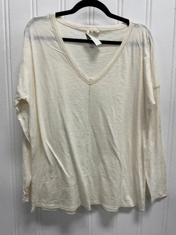 Casual Style Top Long Sleeve By Bibi In Cream, Size: S