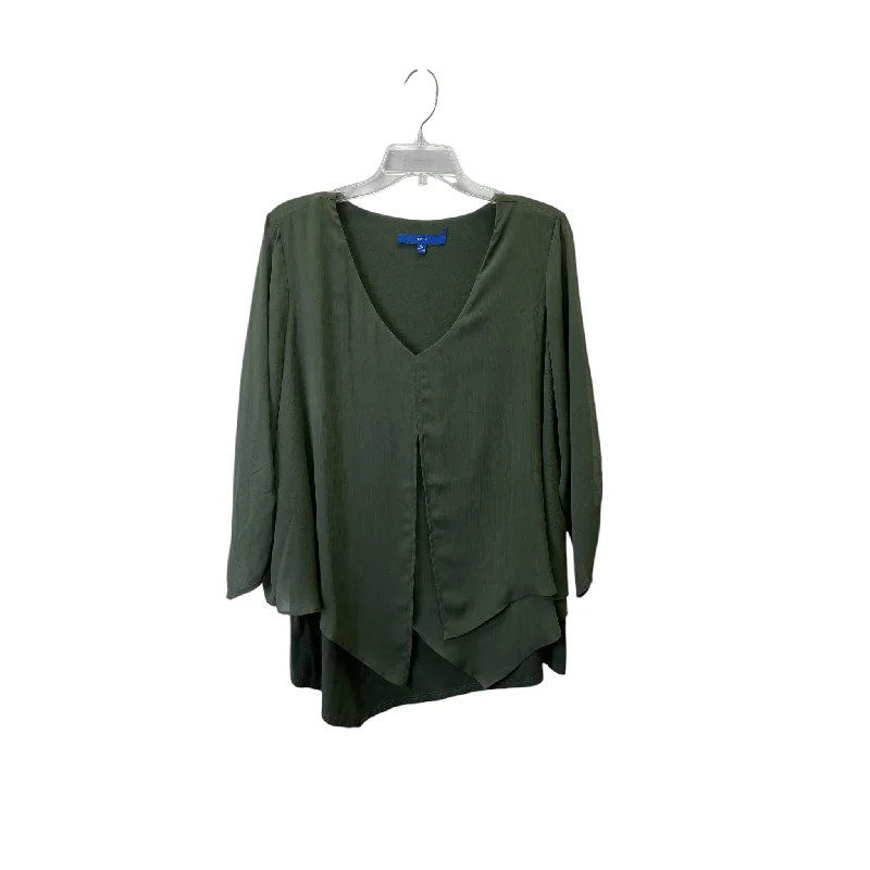 High-end Fashion Top 3/4 Sleeve Basic By Apt 9 In Green, Size:Xl