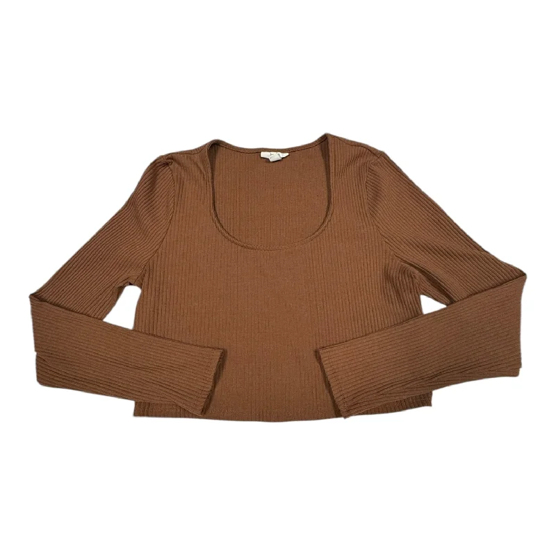 Basic Version Top Long Sleeve By Bar Iii In Brown, Size: Xl