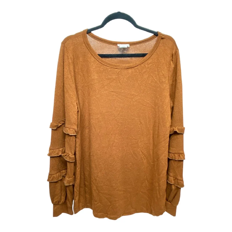 Fashionable And Fashionable Top Long Sleeve By Bibi In Brown, Size: L