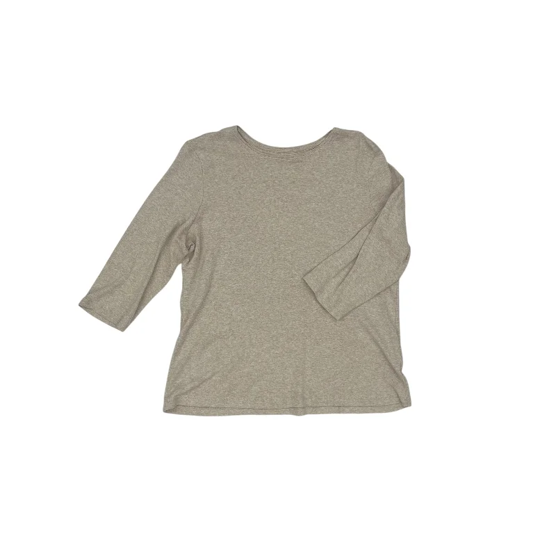 Relaxed Looks Top 3/4 Sleeve By Cj Banks In Tan, Size:Xl