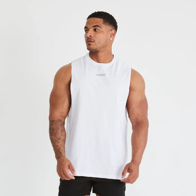 Cool Style Vanquish Essential White Oversized Sleeveless T Shirt
