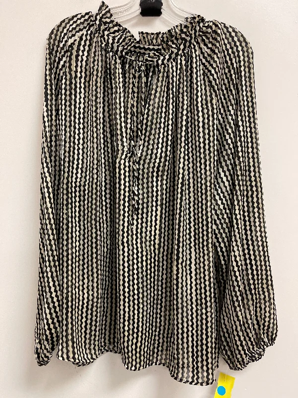 Cool Breeze At Night Top Long Sleeve By H&m In Black & Cream, Size: 2x