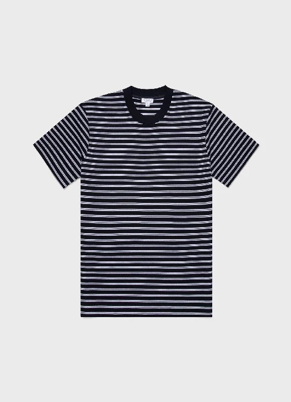 Soft Clothing Men's Relaxed Fit Heavyweight T-shirt in Navy/White