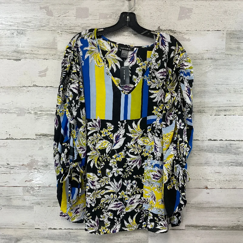 Low-key Luxury Top Long Sleeve By Ashley Stewart In Black & Gold, Size: 2x