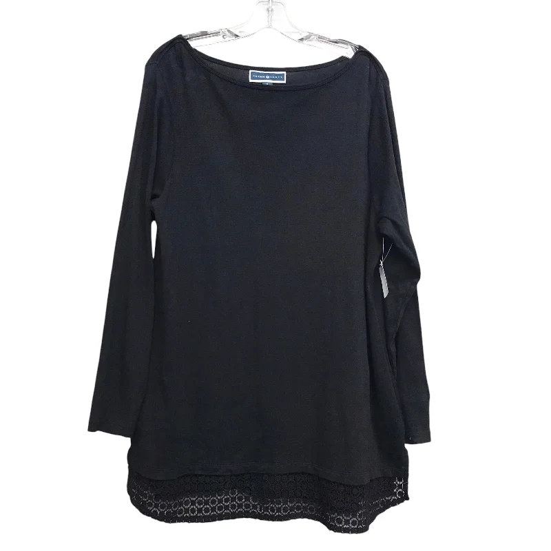 Fashion Must-have Top Ls By Karen Scott In Black, Size:1X